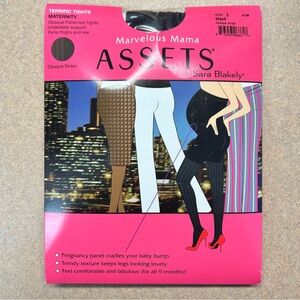 Marvelous Mama Assets by Sara Blakely Maternity Tights Black Opaque Stripe Sz3